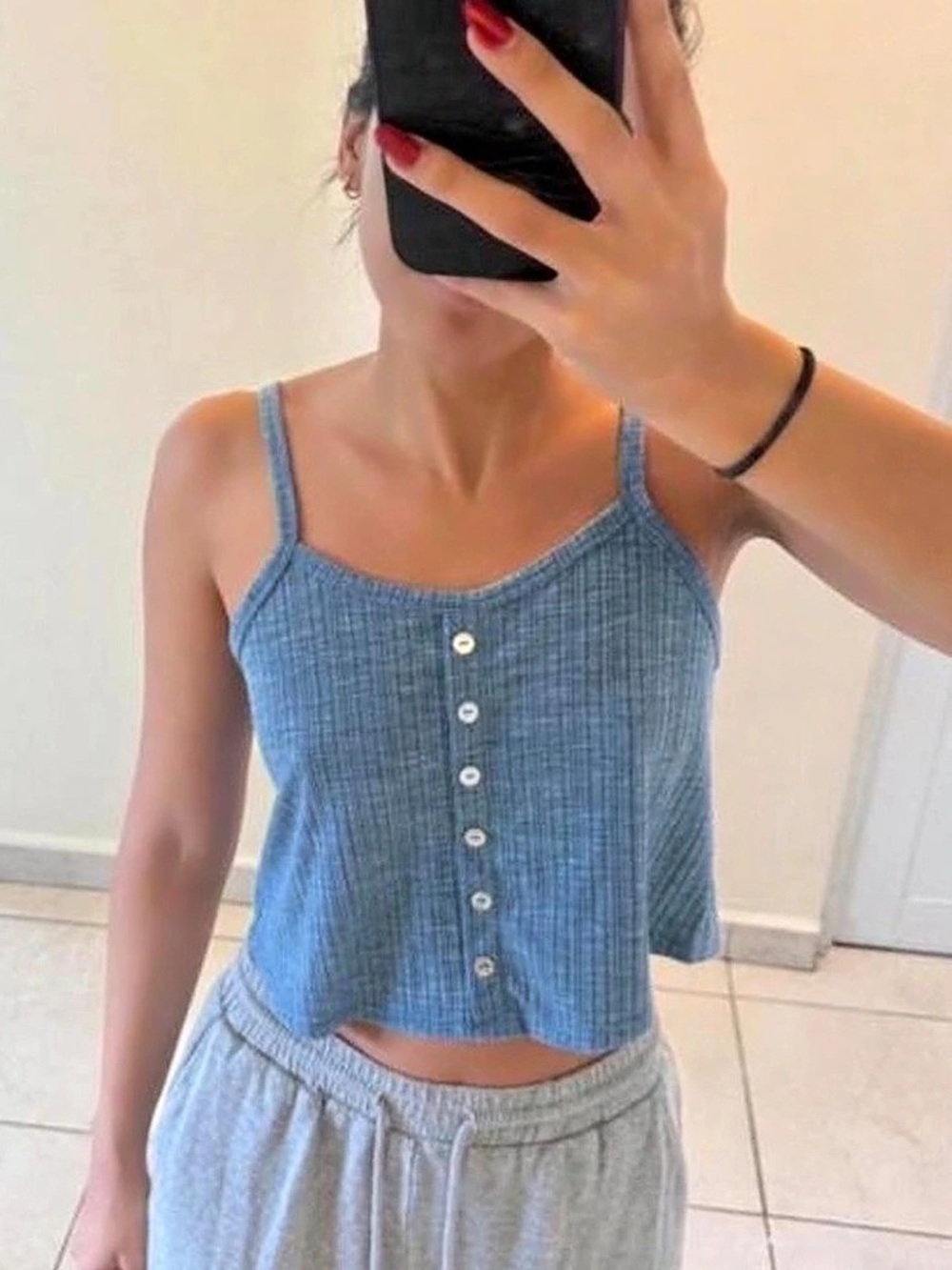 Arizona Jean Co Blue Button-Front Camisole Size Small Like New